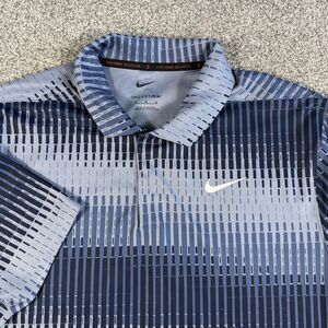 Nike Tiger Woods Dri Fit ADV Golf Polo Shirt Mens Performance Blue Size Medium